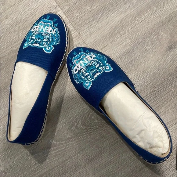 Brand New Kenzo Blue Classic Tiger Espadrilles Shoe wo original box